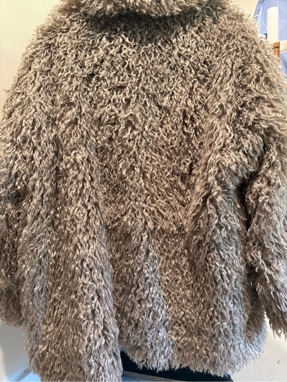 Women's Taupe Faux Fur Shag Coat - Picture 5 of 6